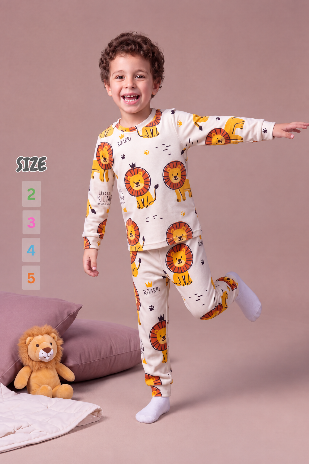 Boys' Lion "Roarr!" Soft Velvet Pajama Set : BK1-001B