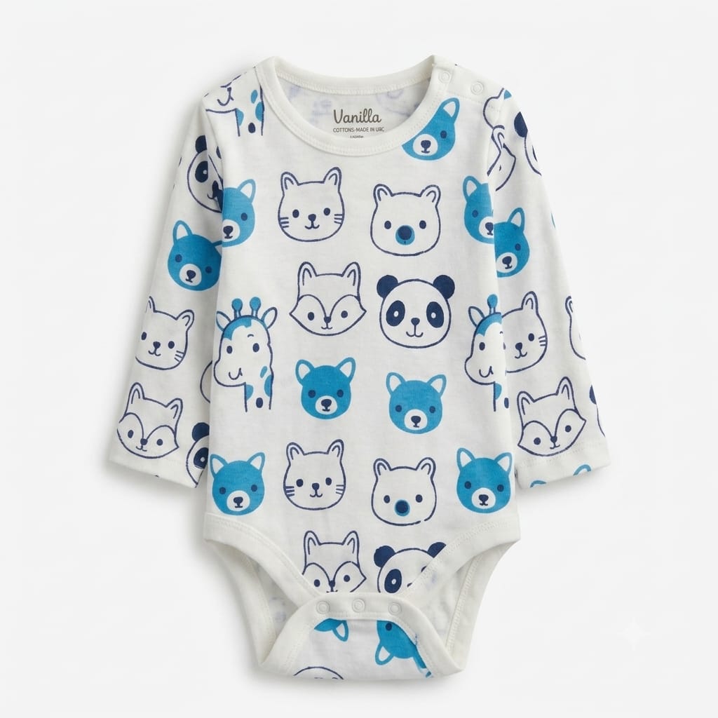 Baby 4-Piece Long Sleeve Bodysuits Set – Soft Cotton, Cute Prints : VA1-001