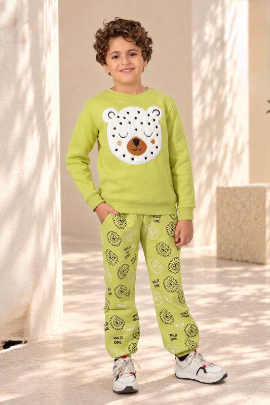 Boys’ Green Bear Pajama Set : VA4-003B