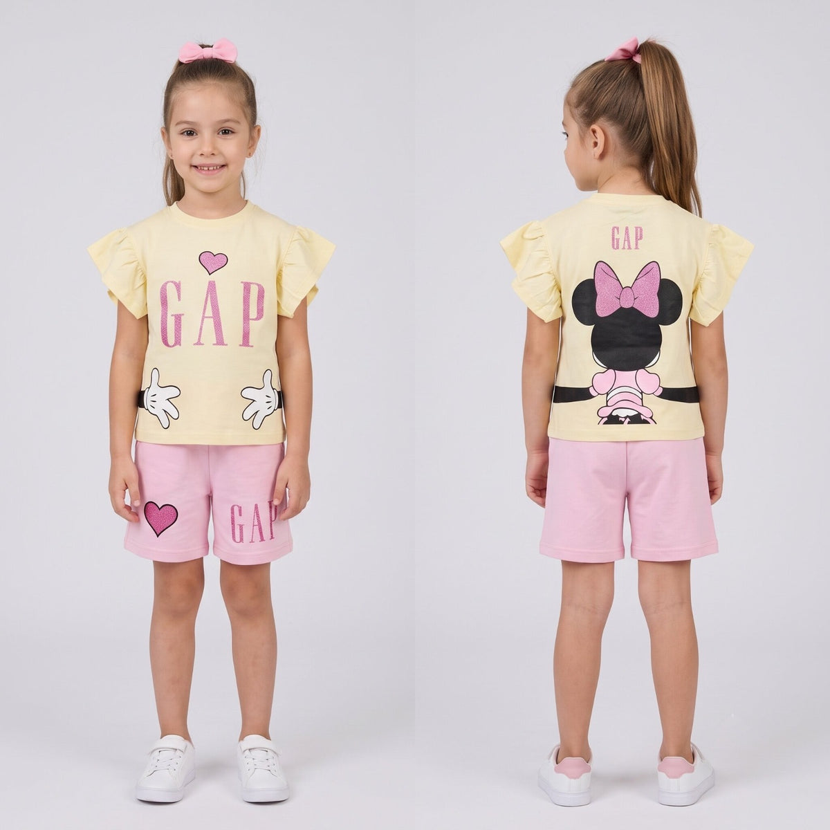 Girls Sweet Heart Summer Set – Yellow & Pink