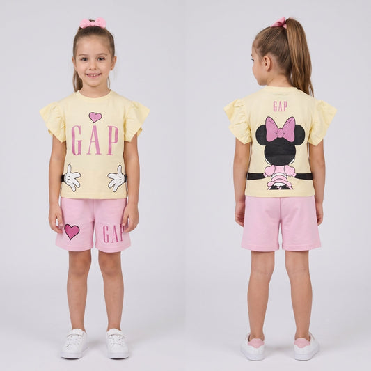 Girls Sweet Heart Summer Set – Yellow & Pink