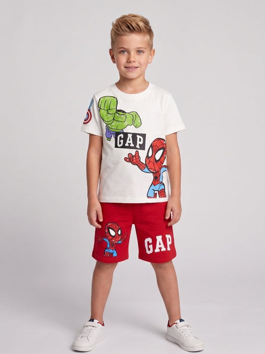 Boys Marvel Heroes Summer Set – White & Red
