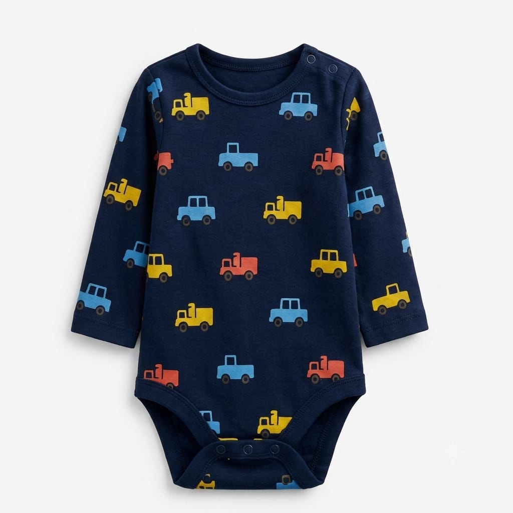 Baby 4-Piece Long Sleeve Bodysuits Set – Soft Cotton, Cute Prints : VA1-004