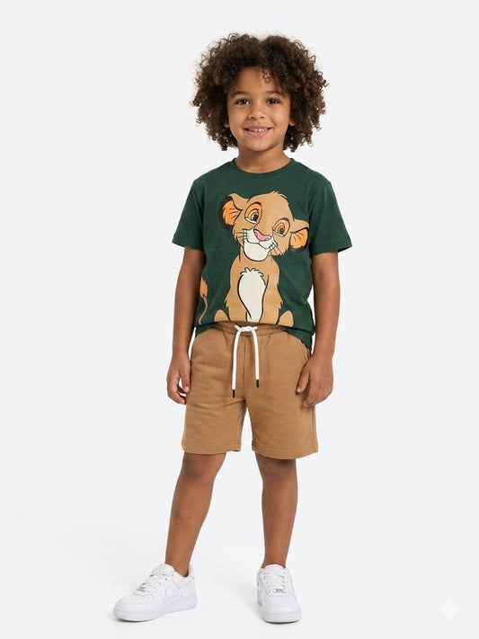Lion King Boys Summer Set – Green T-Shirt & Camel Shorts CZKB022