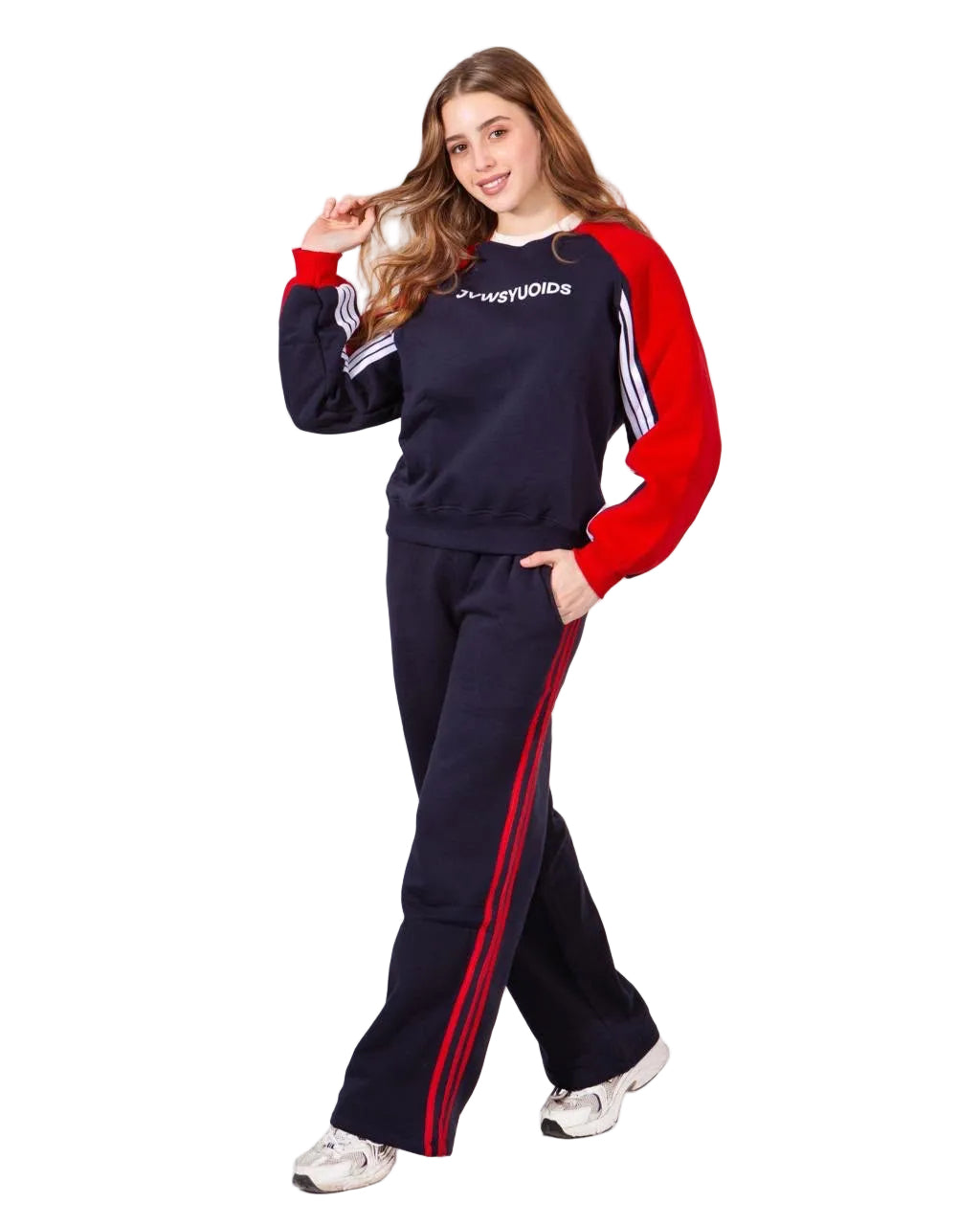 Red & Navy Girls’ Striped Tracksuit Set : YM2-003G