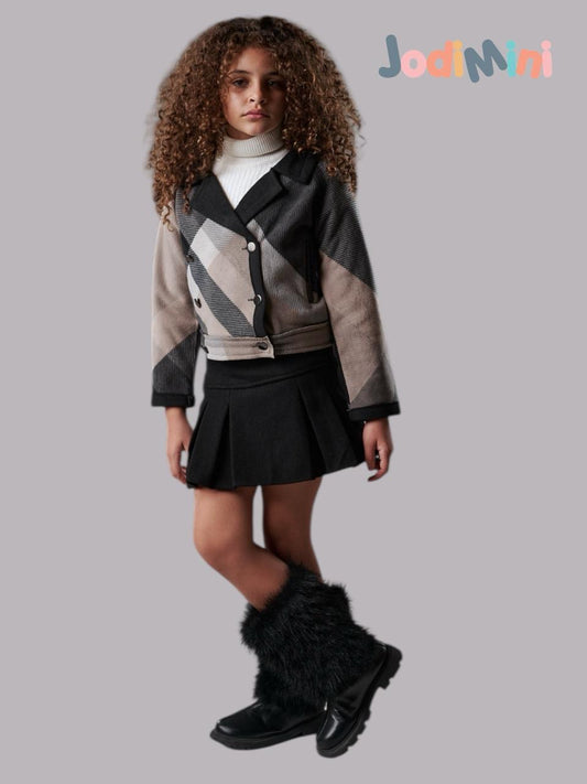 Girls’ Black Pleated Skirt – Classic A-Line Casual Skirt for Kids