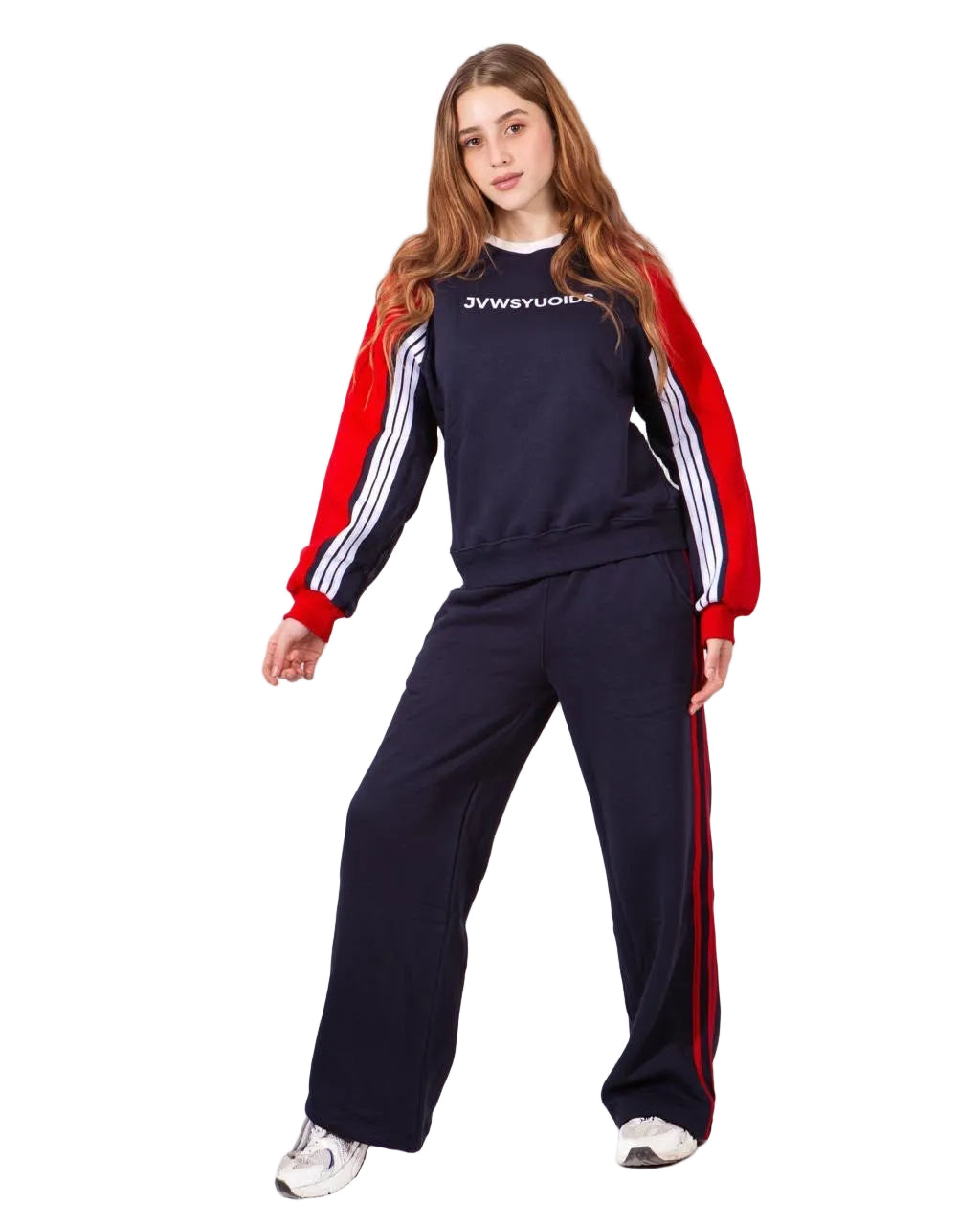 Red & Navy Girls’ Striped Tracksuit Set : YM2-003G