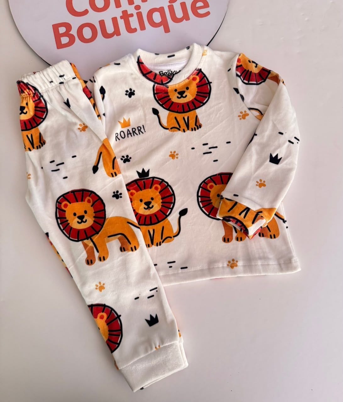 Boys' Lion "Roarr!" Soft Velvet Pajama Set : BK1-001B