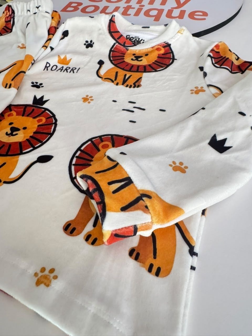 Boys' Lion "Roarr!" Soft Velvet Pajama Set : BK1-001B