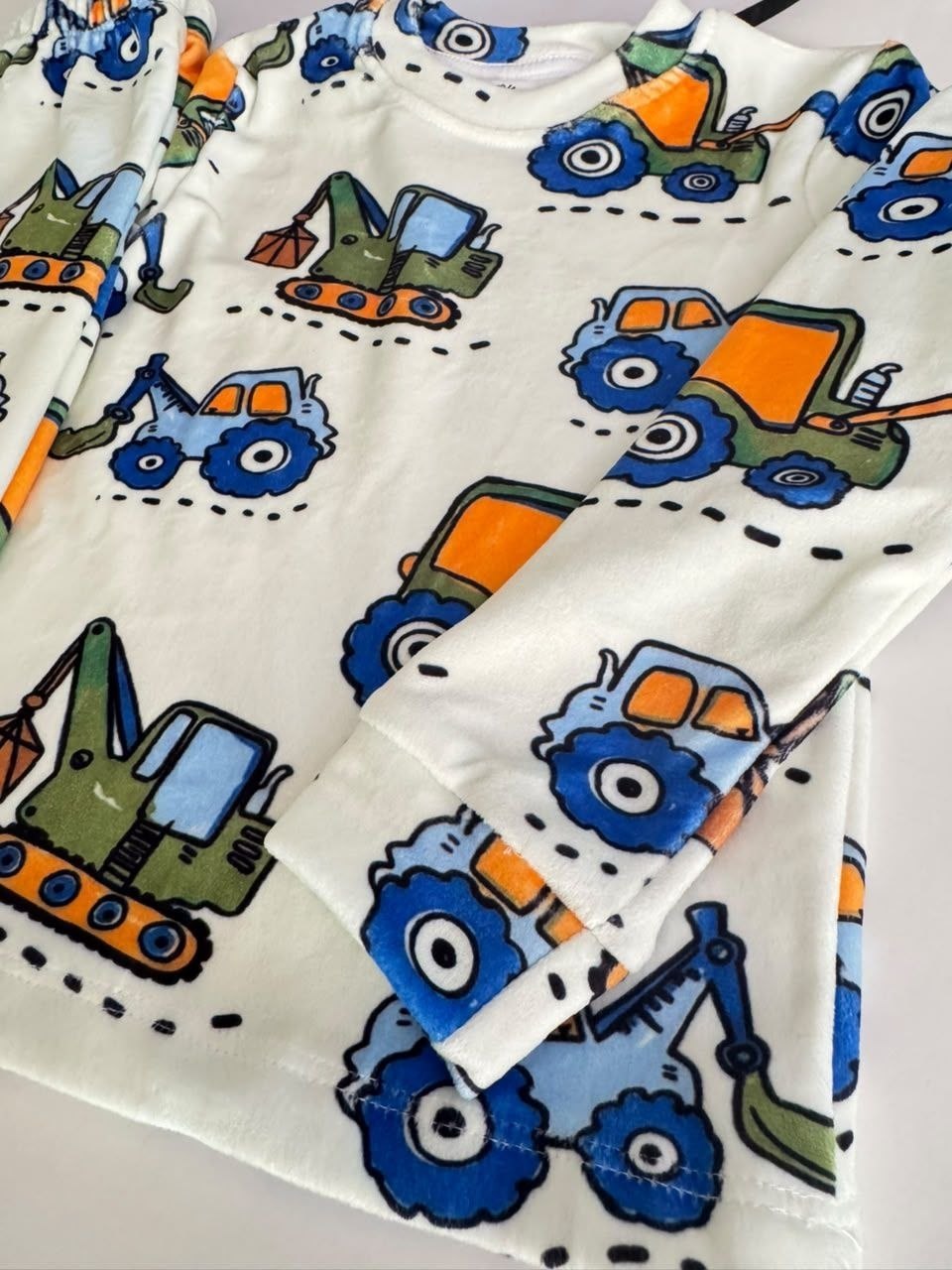 Boys' Construction Trucks Soft Velvet Pajama Set : BK1-002B