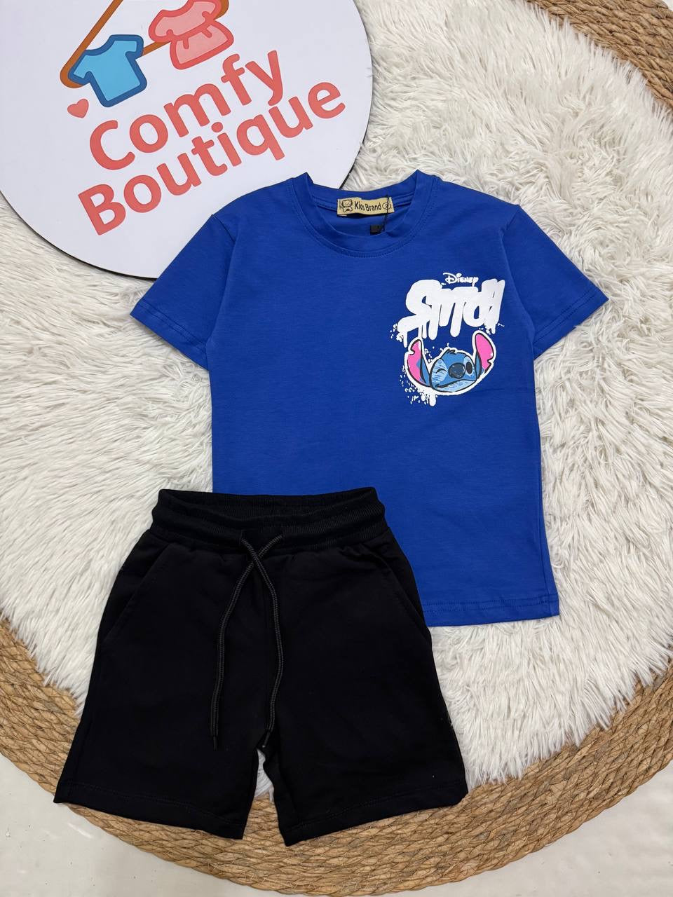 Disney Stitch Boys Summer Set – Blue T-Shirt & Black Shorts CZKB023