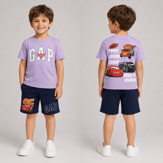 Boys Cars Summer Set – Lavender & Navy