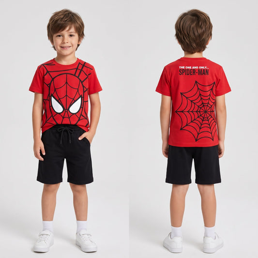 Spider-Man Boys Summer Set – Red T-Shirt & Black Shorts