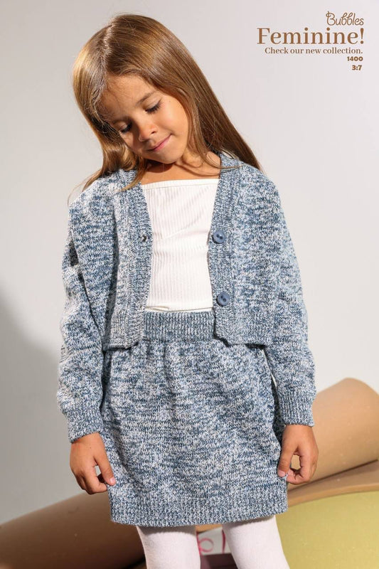 Girls 2-Piece Knitwear Winter Set – Buttoned Cardigan & Matching Knit Skirt
