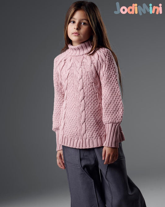 Girls’ Cable Knit Turtleneck Sweater – Cozy & Stylish Winter Pullover