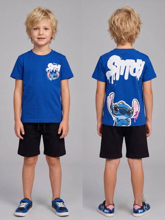 Disney Stitch Boys Summer Set – Blue T-Shirt & Black Shorts