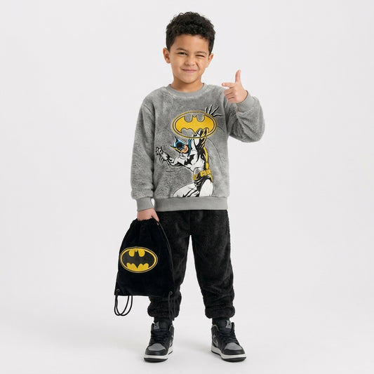 Kids' Batman Cozy Fleece Tracksuit Set (Sweatshirt & Pants)