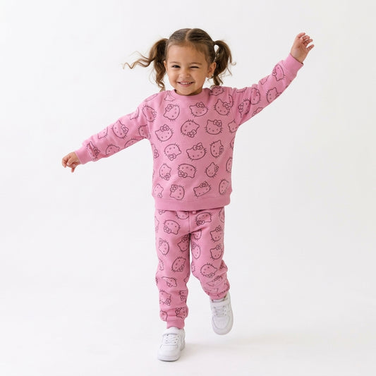 Girls 2-Piece Pink Hello Kitty Winter Tracksuit Set