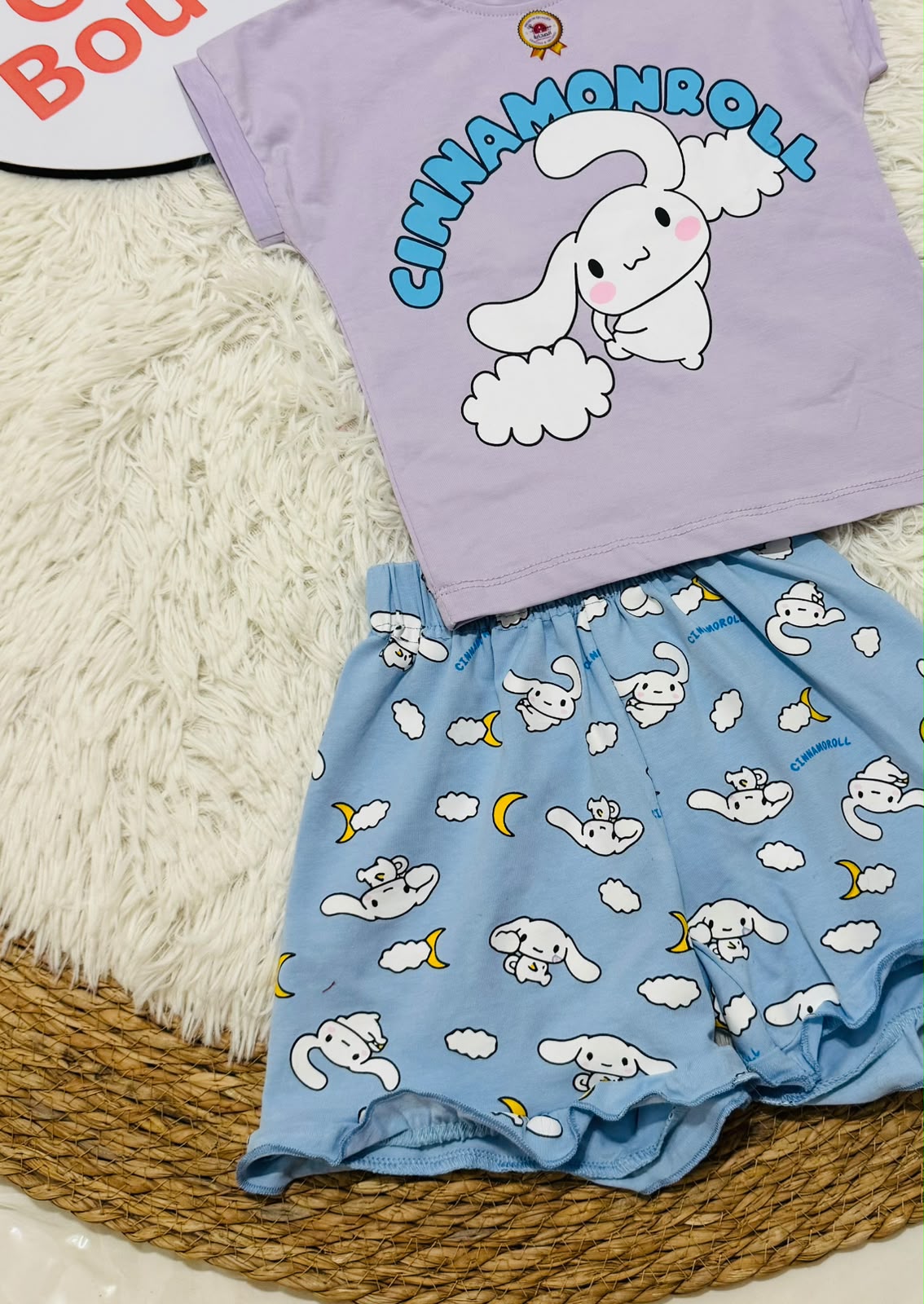 2-Pack Girls Summer Cotton Pajama Set – Cartoon Print T-Shirt & Shorts for Kids