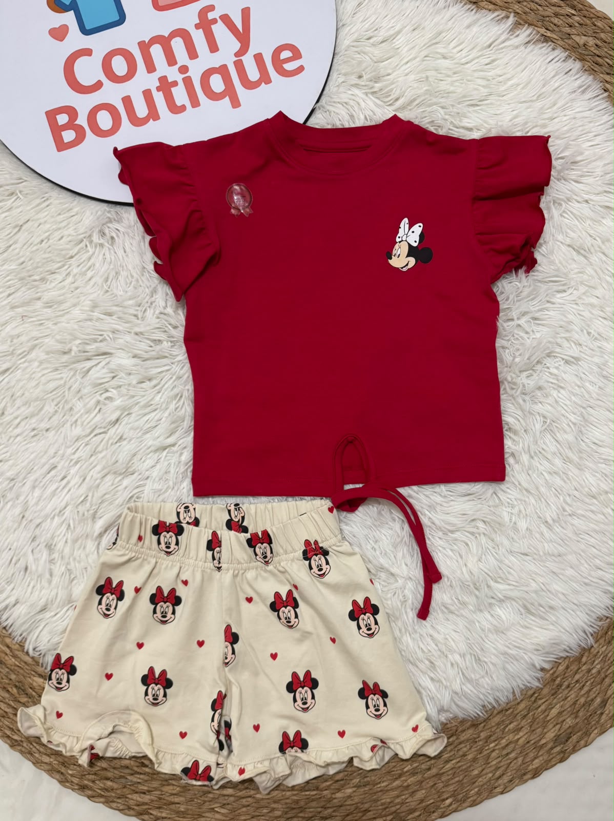 2-Pack Girls Summer Cotton Pajama Set – Cartoon Print T-Shirt & Shorts for Kids