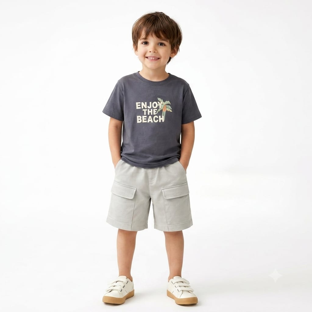 Boys Enjoy the Beach T-Shirt & Cargo Shorts Summer Outfit Set Set