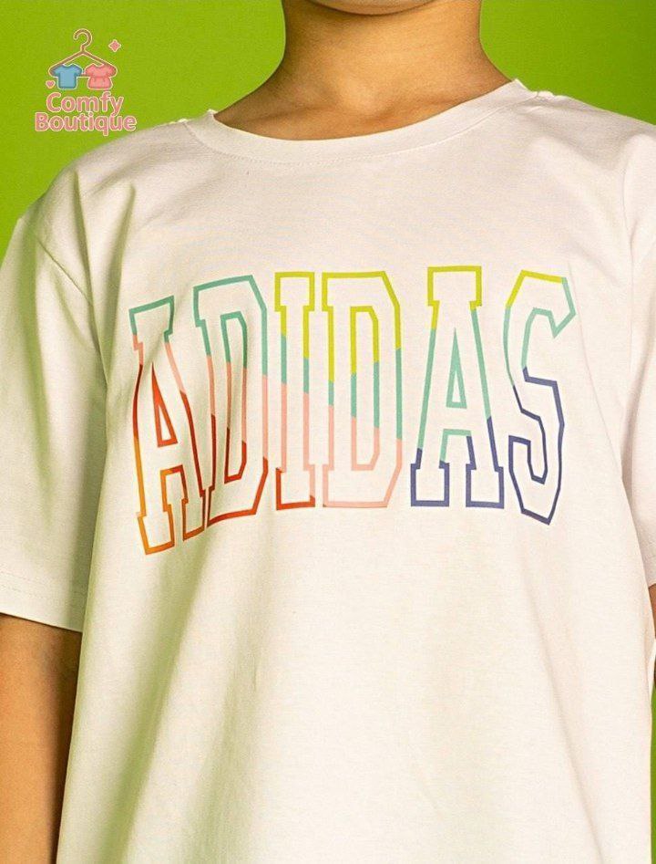 Adidas Kids White T-Shirt & Aqua Shorts Set – Casual Summer Outfit for Boys | B1609