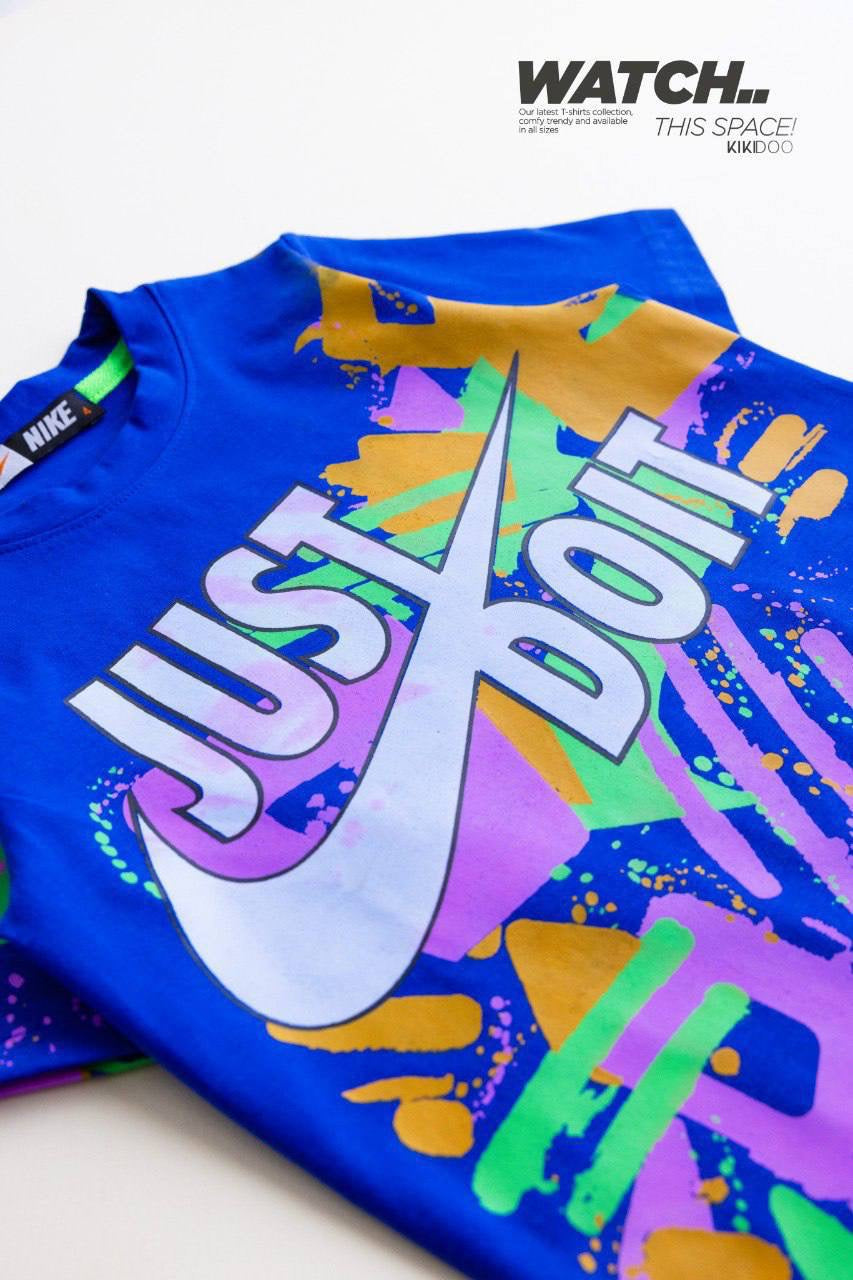 Nike Just Do It Boys Summer Outfit Set – Blue Graphic T-Shirt & Grey Shorts |B1601