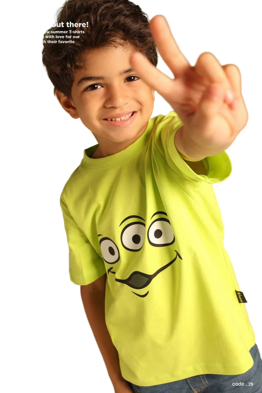Disney Toy Story Alien Boys T-Shirt – Neon Green Cotton Summer Tee |Casual Top| B1707