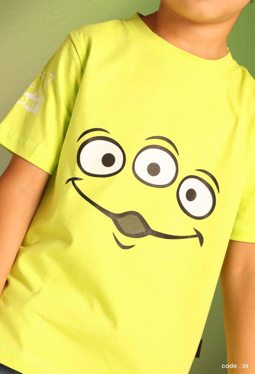 Disney Toy Story Alien Boys T-Shirt – Neon Green Cotton Summer Tee |Casual Top| B1707