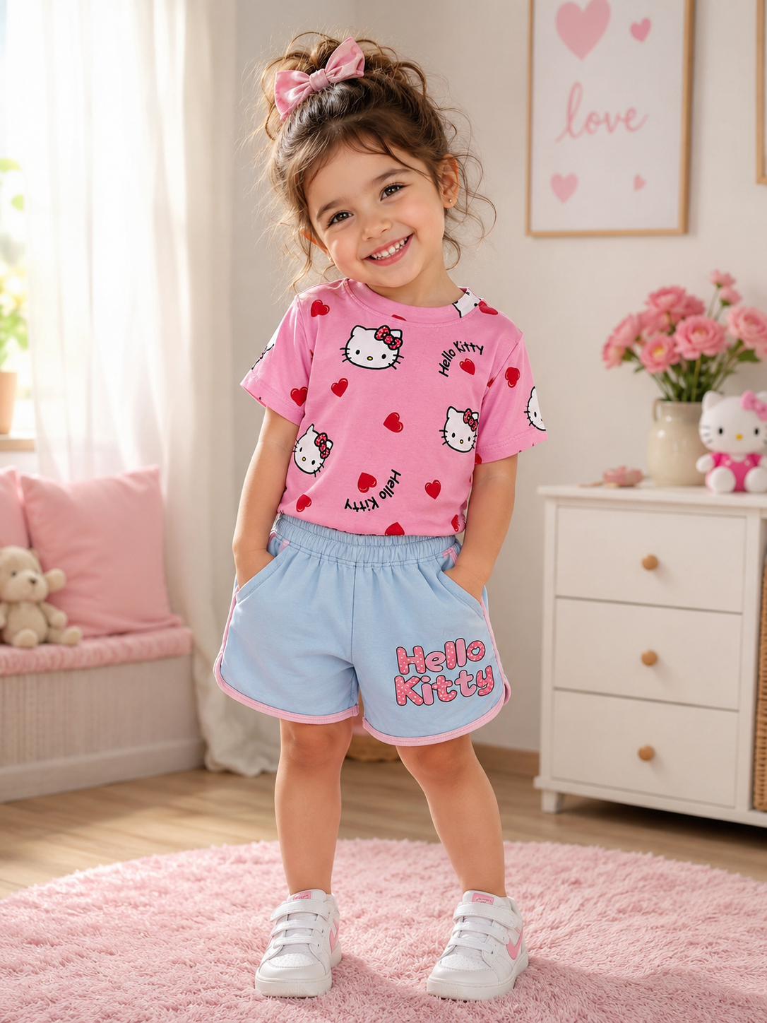 Hello Kitty Hearts Girls Pajama Set