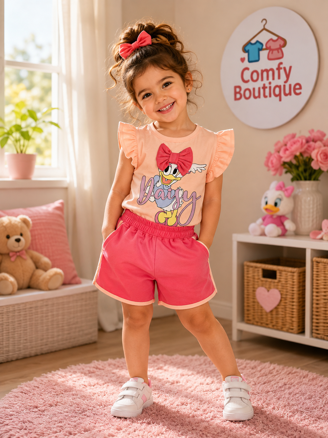 Girls Daisy Duck Summer Set – Pink Bow Edition