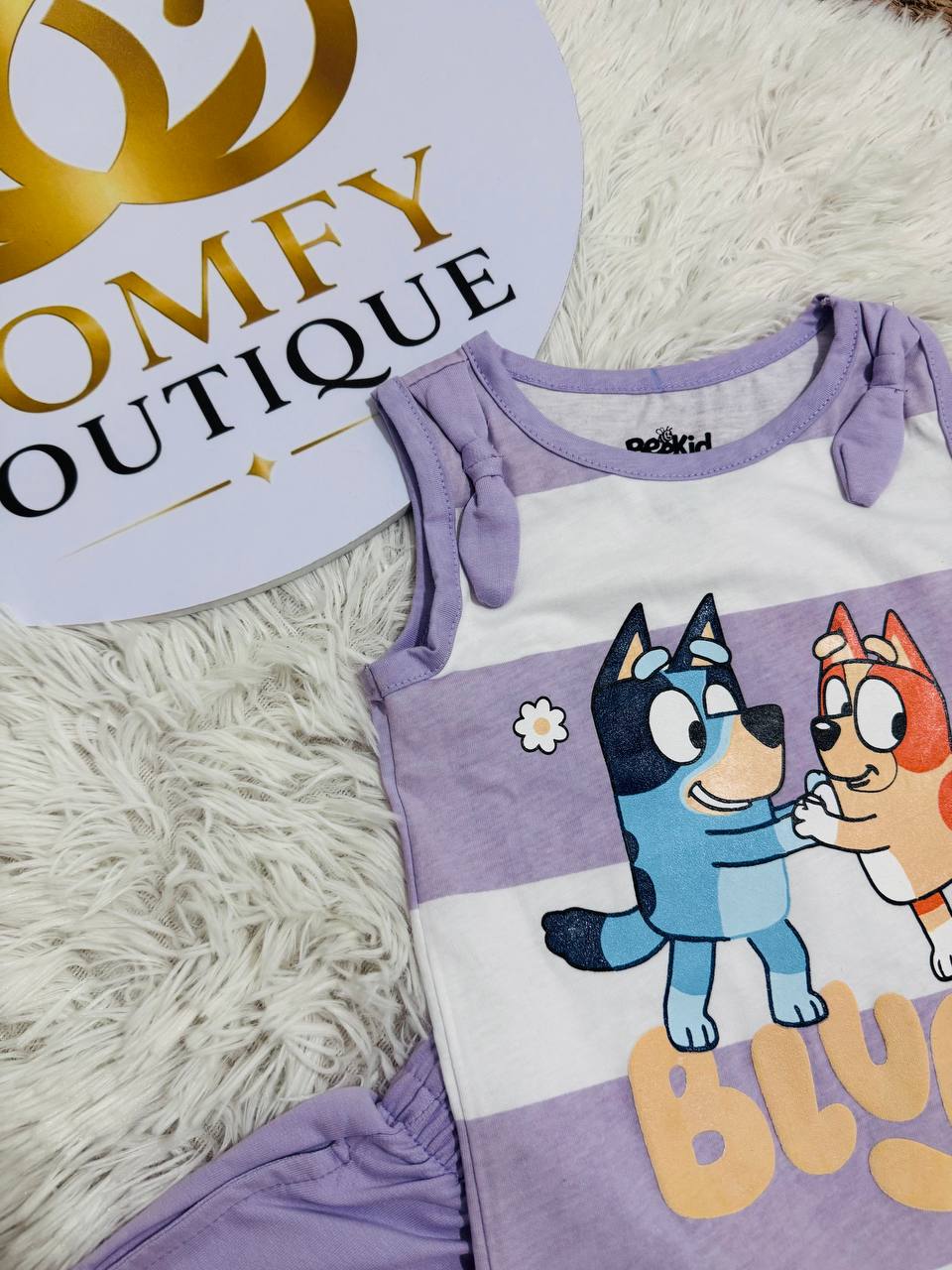 Girls Bluey Summer Outfit Set – Sleeveless Cotton Top & Shorts 2-Piece Kids Casual Clothing|BK014G
