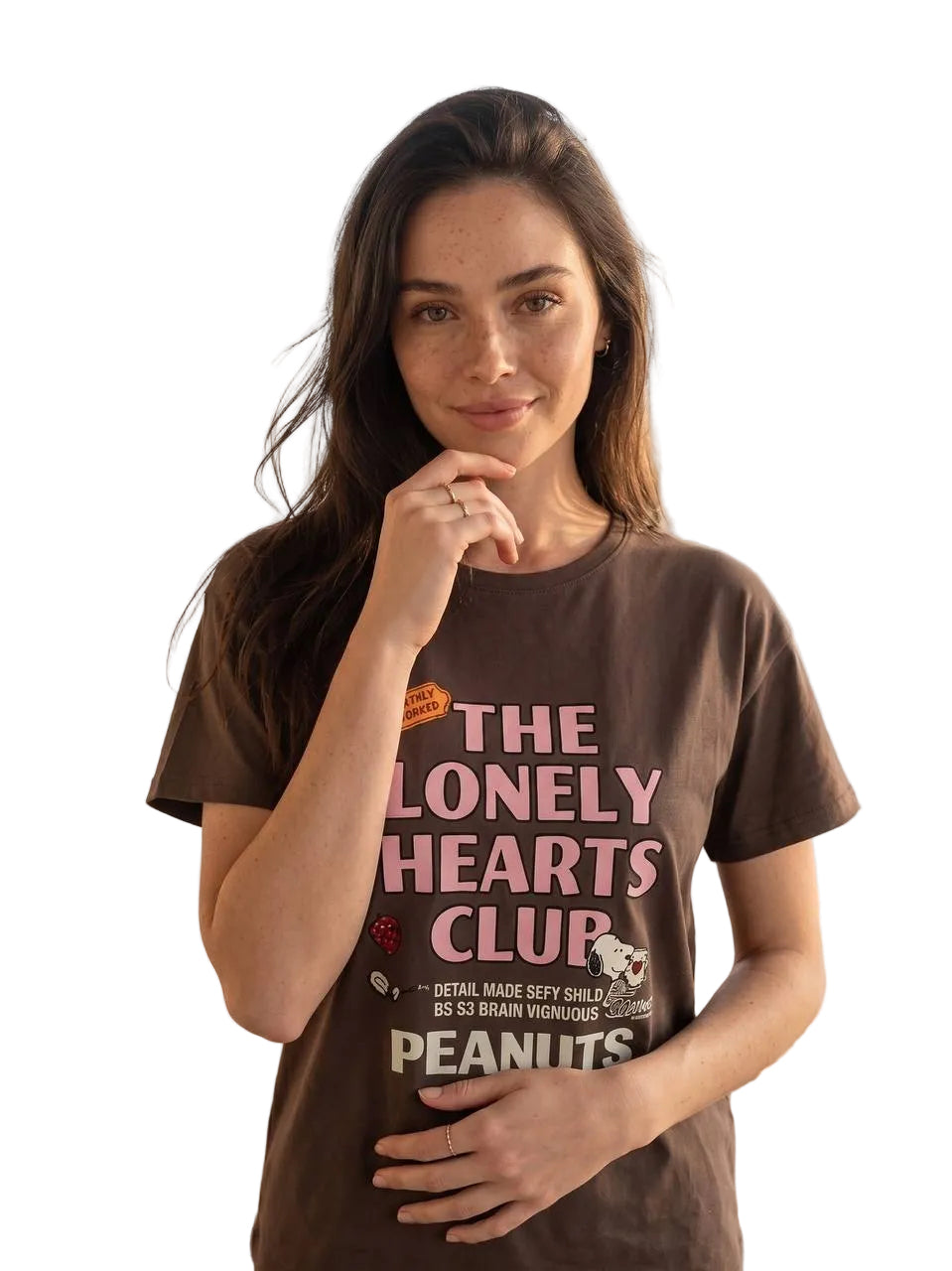 Women’s Brown Peanuts Cotton Pajama Set – The Lonely Hearts Club Short Sleeve Loungewear | SM6164E