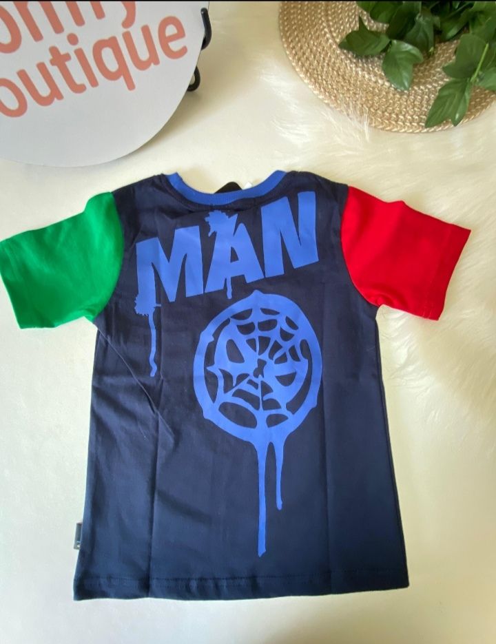Boys Spider Color Block Cotton T-Shirt – Navy Blue | Summer Casual Tee|B1724