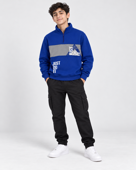 Nike Just Do It Boys' Half-Zip Blue Sweatshirt
