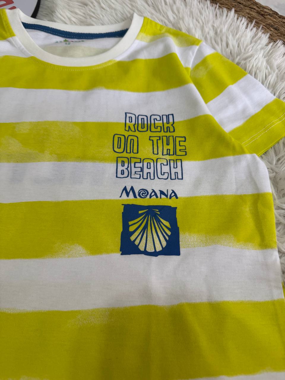Rock On The Beach Yellow Striped Boys Tee + Blue capris set