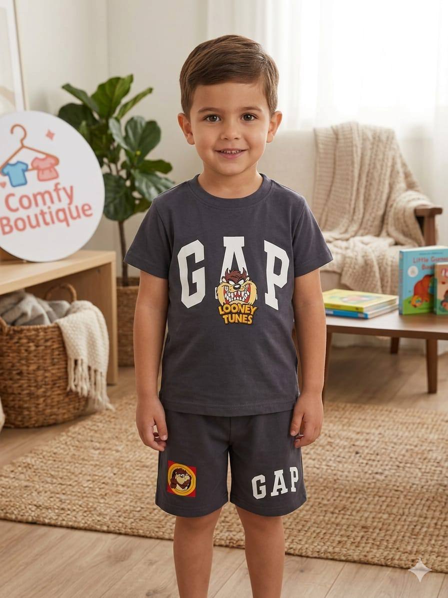 Fun Cartoon-Themed Summer Outfit for Boys