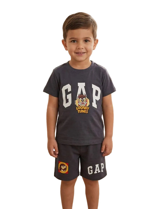 Looney Tunes Cotton Summer Set – Charcoal Grey T-Shirt & Shorts