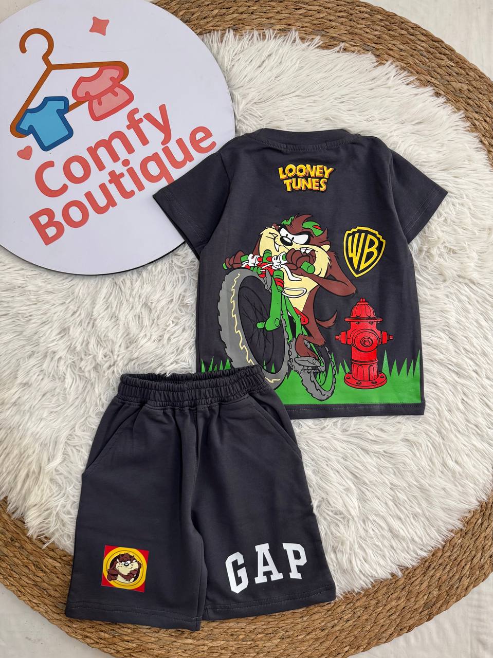 Fun Cartoon-Themed Summer Outfit for Boys