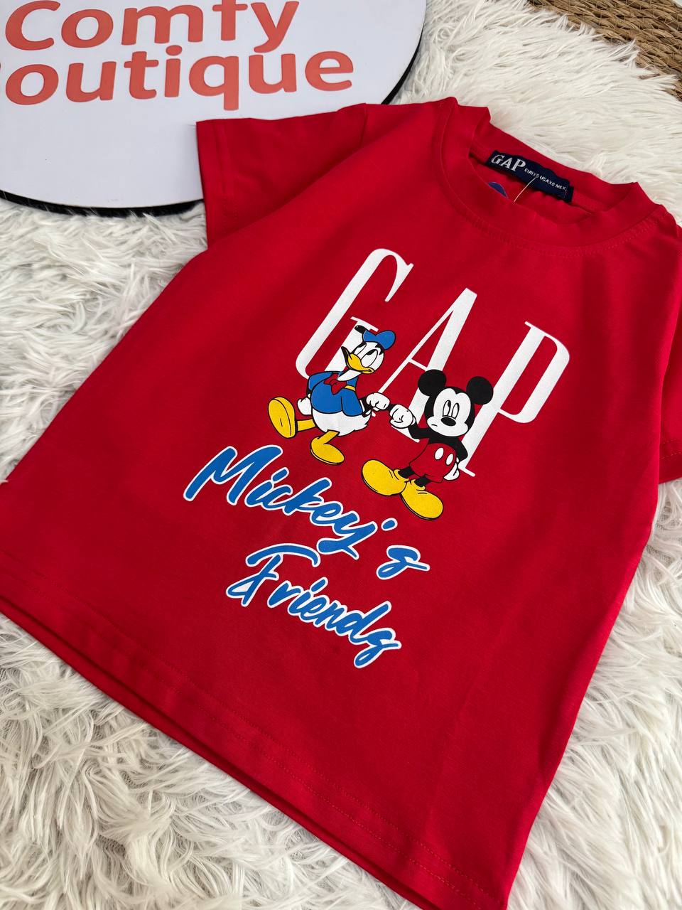 Cute Mickey & Friends Boys Summer Set – Red T-Shirt & Black Shorts