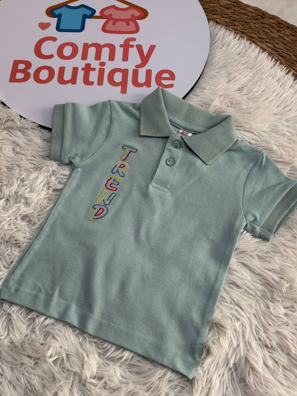 Toddler Boys Polo Summer Set – Mint Green Polo Shirt & Blue Shorts 👕💙