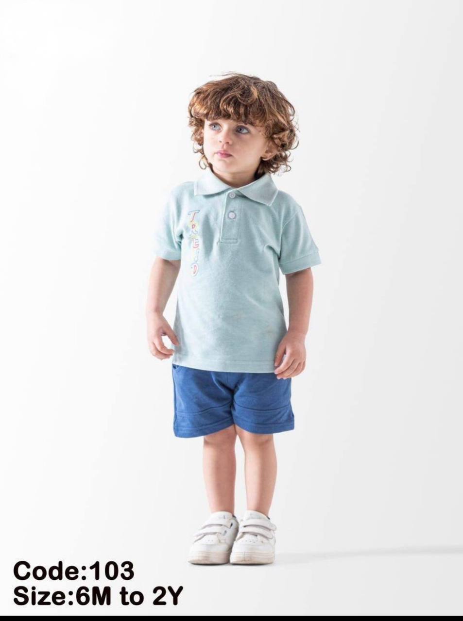 Toddler Boys Polo Summer Set – Mint Green Polo Shirt & Blue Shorts 👕💙