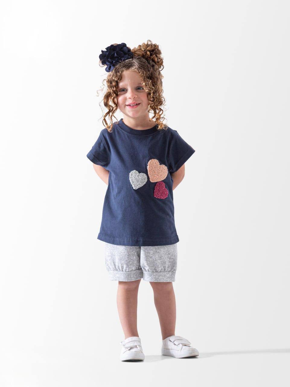 Stylish Heart Patch Tee & Soft Shorts Combo