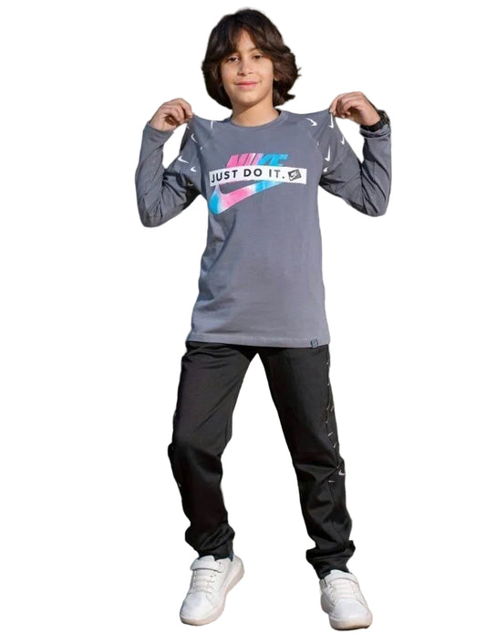 * Boys Casual Graphic Shirt and Track Pants Set| M013G