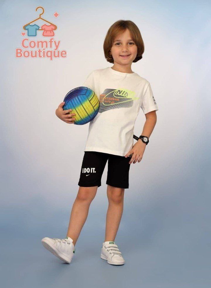 Boys Nike Sport Casual Summer Outfit – White Tee & Shorts