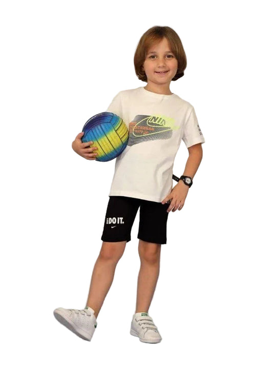 Boys Nike Sport Casual Summer Outfit – White Tee & Shorts