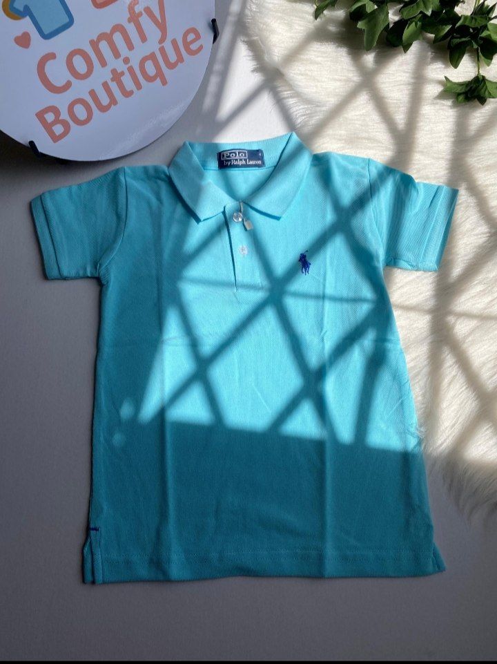 Kids’ Classic Aqua Short Sleeve Polo Shirt – Smart Casual Cotton Top