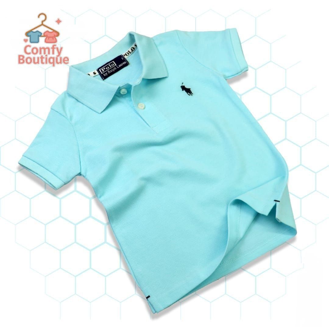 Kids’ Classic Aqua Short Sleeve Polo Shirt – Smart Casual Cotton Top
