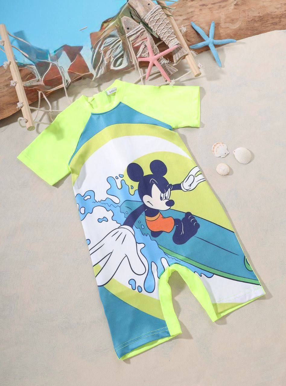 Baby Boys Mickey Mouse Surf Romper | Summer Beach Swimwear