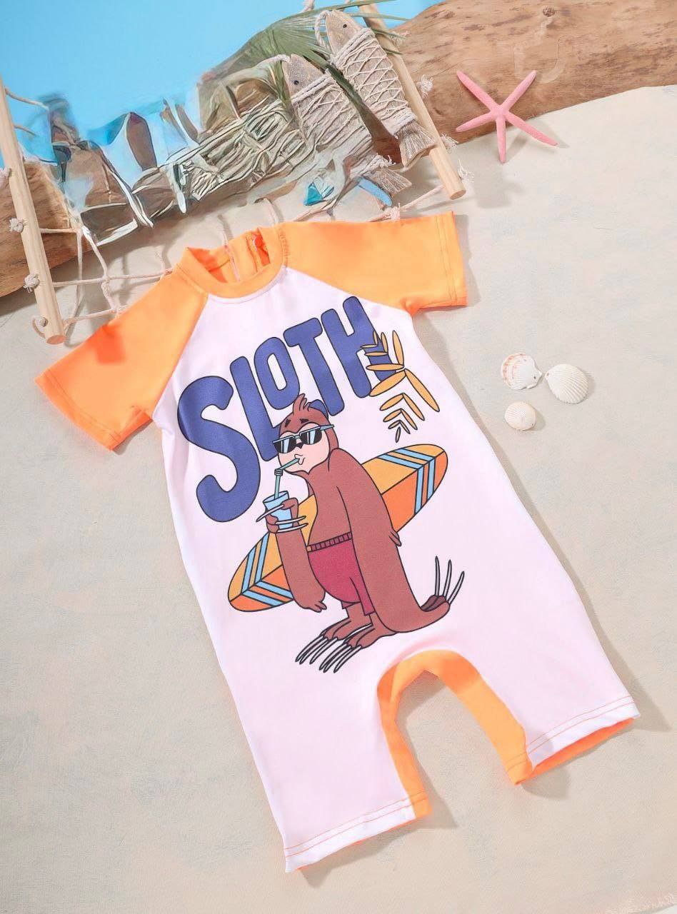 Baby Boy Sloth Surf Romper